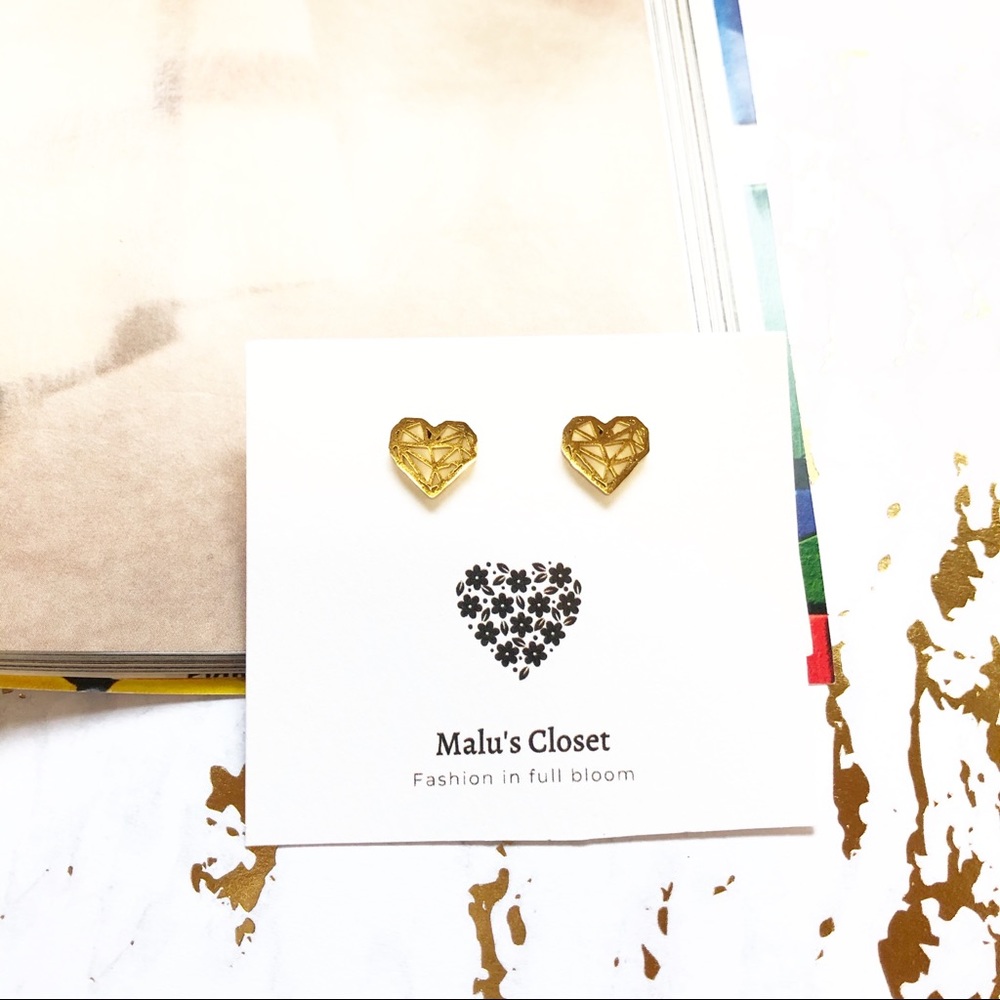 Dainty Geometric Heart Earrings Stainless Steel
